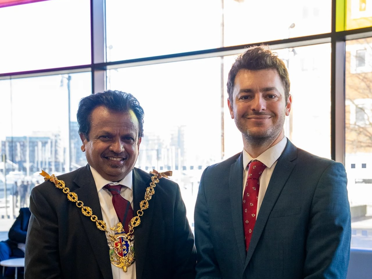 Ipswich Mayor Councillor Elango Elavalakan and Ipswich MP Jack Abbott